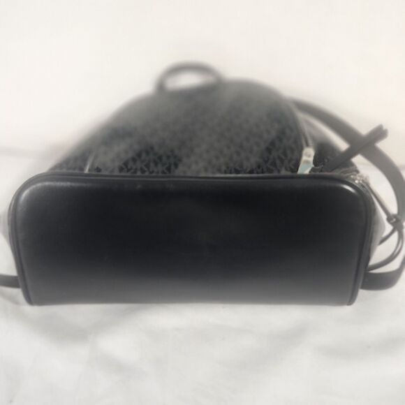 Michael Kors Black Signature Glossy XS Rhea Convertible Backpack Crossbody Bag